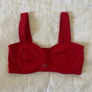 SET Active Red Ribbed Top